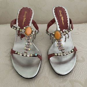 Beverly Feldman Silver and Pink Suede and lots of Bedazzle-Fun & Sexy! NWT